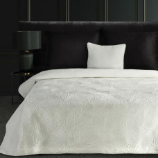 Dekoratīvais gultas pārklājs 280x260 Luna 5 balta velūra ginkgo lapas Limited Collection