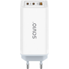 Savio LA-07 GaN 65W mains charger, USB, QC4.0+, PD 3.0, White