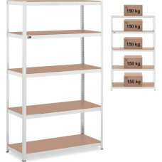 MSW Metāla noliktavas plaukts 5 plaukti 750 kg 120 x 50 x 197 cm pelēks