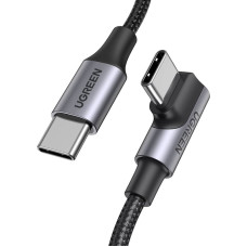 Ugreen Pīts leņķveida USB-C kabelis 480Mb/s, 2m, melns un pelēks