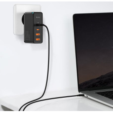 Baseus GaN CCGAN2P-L01 Tīkla Lādētājs 2 x USB | 2 x USB-C | 100W | 5A Melns