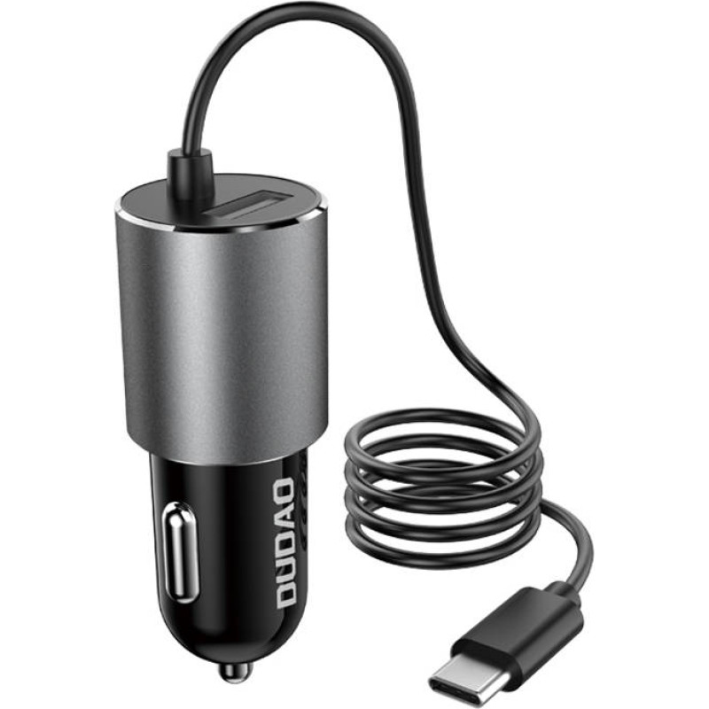 Dudao USB car charger with built-in cable USB Type C 3.4 A black (R5Pro T)