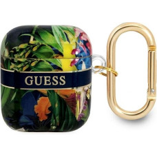 Guess TPU Flower Print Case for Airpods 1|2 Blue