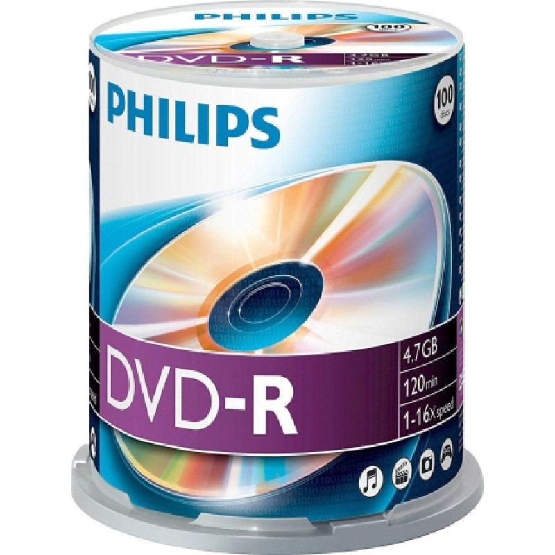 PHILIPS DVD-R 4.7GB CAKE BOX 100