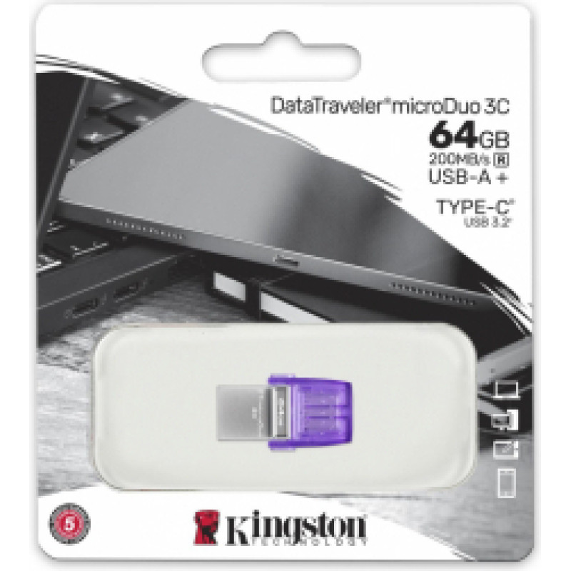 Zibatmiņa Kingston DataTraveler microDuo 3C 64GB USB Type-A + USB Type-C