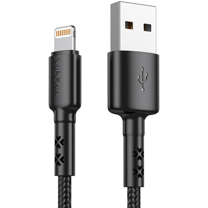 USB to Lightning cable Vipfan X02, 3A, 1.8m (black)