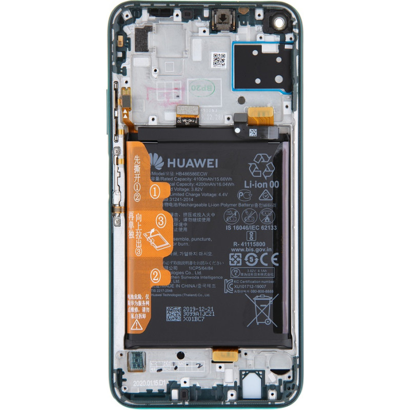 Huawei P40 Lite LCD Display + Touch Unit + Front Cover Crush Green (Service Pack)