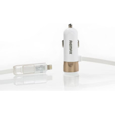 REMAX Car Charger RCC-102 - USB - 3,4A with 2 in 1 cable Micro USB, Lightning gold