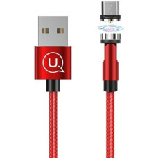 USAMS Kabel magnetyczny U59 microUSB 2.1A Fast Charge 1m pleciony czerwony|red SJ474USB02 (US-SJ474) regulowany kąt