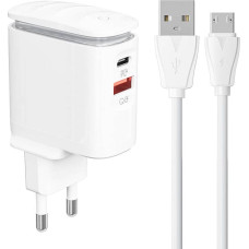 Wall charger  LDNIO A2423C USB, USB-C + MicroUSB cable