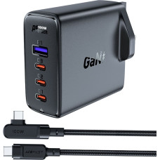 Set of 2x fast charger GaN UK 100W Power Delivery 3x USB C 1x USB - white | black