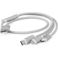 GEMBIRD CC-USB2-AM31-1M-S Gembird kabel USB 3w1 do ładowania micro USB|USB-C|8-pin, srebrny, 1m