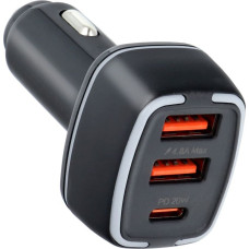 Pavareal Auto lādētājs Type C (USB-C) PD 20W + USB 3A melns