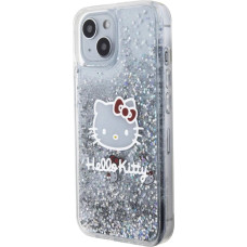 Hello Kitty Liquid Glitter Electroplating Head Logo Case for iPhone 15 Transparent