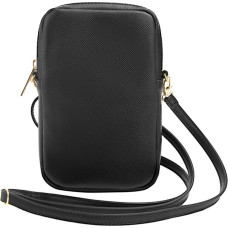 Guess PU Grained 4G Metal Logo Wallet Phone Bag Zipper Black