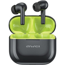 Awei słuchawki Bluetooth 5.3 T1 Pro + stacja dokująca czarno-zielony|black-green
