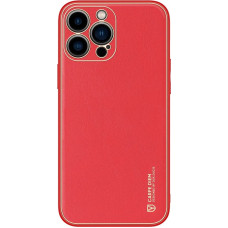 Dux Ducis Yolo elegant case made of soft TPU and PU leather for iPhone 13 Pro red