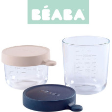 Beaba Glass hermetic pink and dark blue container 150 + 250ml