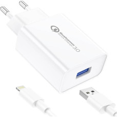 Foneng EU13 Wall Charger + USB to Lightning Cable, 3A (White)