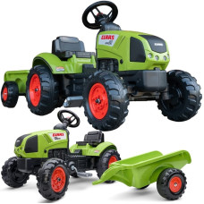 Claas Zaļais pedāļu traktors ar piekabi + skaņas signāls no 2 gadiem.