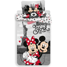 Kokvilnas gultas veļa 140x200 Mini un Mickey Mouse 2833 New York Minnie Mickey Mouse spilvendrāna 70x90