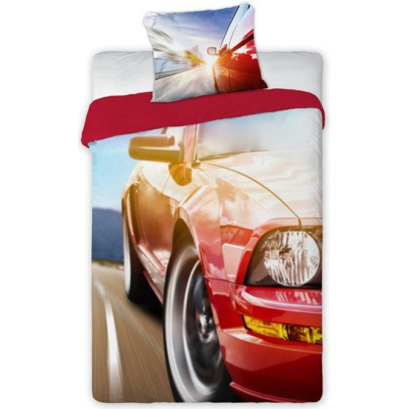 Kokvilnas gultasveļa 140x200 Auto auto auto 2464 bordo Turbo