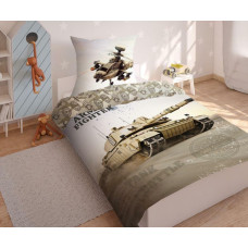 Kokvilnas gultas veļa 140 x 200 militārā helikoptera tanka kamera Fighter Army 2908 A 8692
