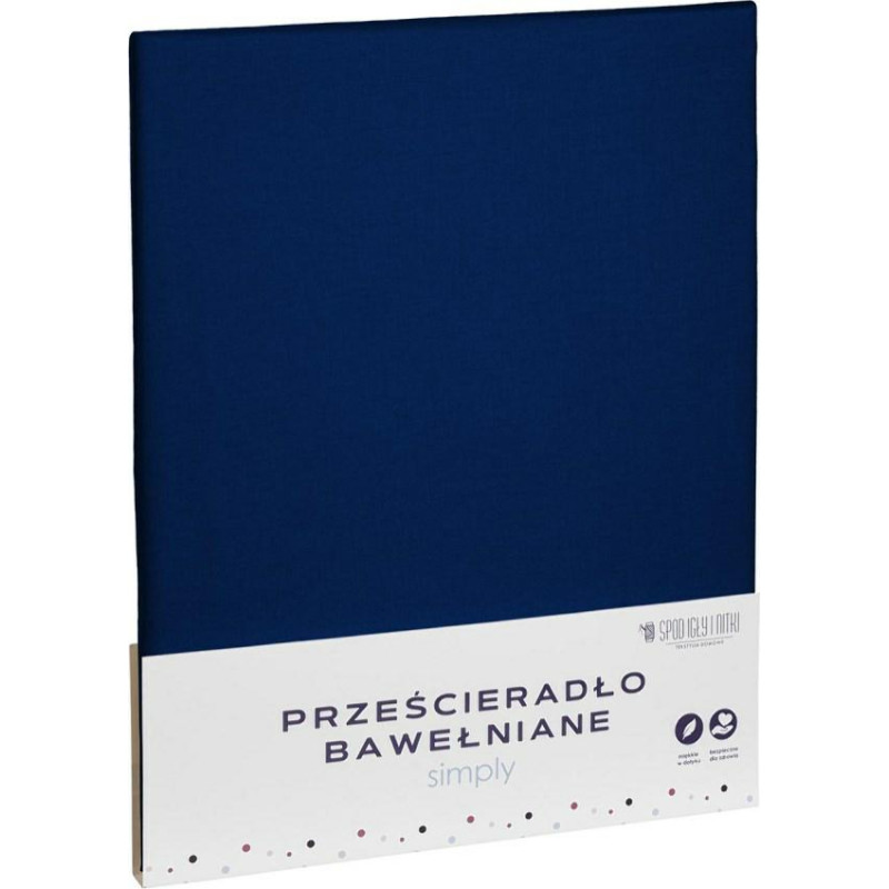 Kokvilnas palags 220x200 tumši zils vienkāršs Simply