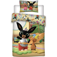 Kokvilnas gultas veļa 100x135 Bunny Bing Flop zilonis Sula Pando bunny friends 5161 spilvendrāna 40x60