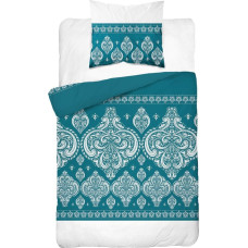 Kokvilnas gultas veļa 220x200 ornamenti 3877 B tirkīza glamūrs Cotton 4