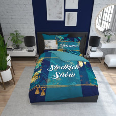 Kokvilnas gultas veļa 220x200 Ar labu nakti Sweet Dreams tirkīza tumši zila 3743 A Holland Home 71