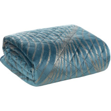 Dekoratīvais gultas pārklājs 220x240 Blanca 2 tirkīza zelta velūra viļņveida raksts Limited Collection 1