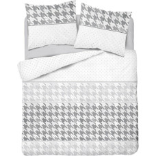 Flaneļa gultas veļa 160x200 Houndstooth pelēks balts 4149 B Flanels 2022