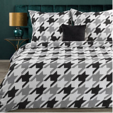 Satīna gultasveļa 160x200 Nika 34 houndstooth balta melna