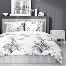 Satīna gultasveļa 160x200 pelēki rozā ziedi 4247 A Home Satin 11