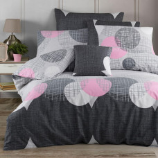 Kokvilnas gultas veļa 200x220 Jardone Pink grafīta pelēka rozā ģeometrija Cottonlove Exclusive 5