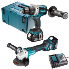 Makita-Maszyny akumulators Combo komplekts 18V, DGA513 + DDF481, Makita [DLX2255TJ] 2x5,0 Ah, Li-Ion