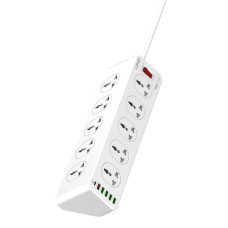 LDNIO SC10610 power strip with 10 AC outlets, 5x USB, 1x USB-C, 2500W, EU|US, 2m (white)