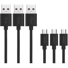 Aukey CB-D10 USB cable USB - micro USB Quick Charge AiPower 1,2 m 5A 3 pc(s) Black