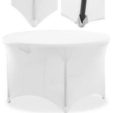 Royal Catering Universāls elastīgs pārklājs apaļam galdam, diam. 120 cm balts