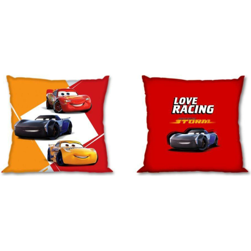 Kokvilnas spilvendrāna 40x40 Cars 3 Cars 2228 Love Racing Lightning McQueen divpusējs 020 bērniem