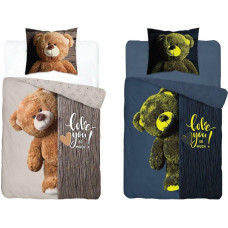 Tumsā mirdzoša gultasveļa 140x200 plīša Teddy Bear Love You bēšs 4539 A Fluo 10