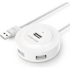 Ugreen 4in1 HUB sadalītāja adapteris USB 2.0 līdz 4x USB-A 480Mb/s 1m balts