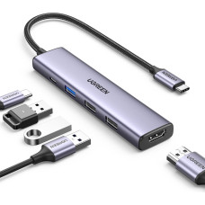 Ugreen Daudzfunkcionāls HUB adapteris USB-A HDMI USB-C pelēks