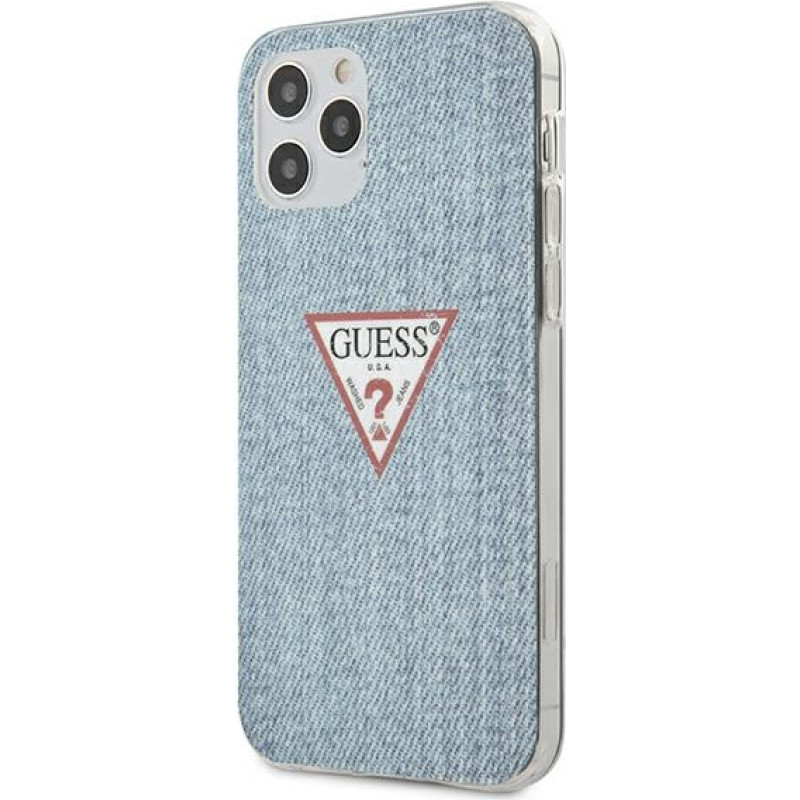 Guess GUHCP12MPCUJULLB Denim Triangle Aizsargapvalks Apple iPhone 12 | 12 Pro Zils