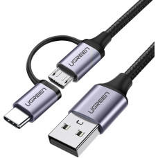2in1 USB cable UGREEN Type-C | Micro USB, QC 3.0, 1m (black)
