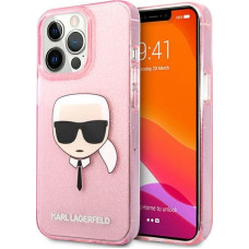 KLHCP13XKHTUGLP Karl Lagerfeld TPU Full Glitter Karl Head Case for iPhone 13 Pro Max Pink