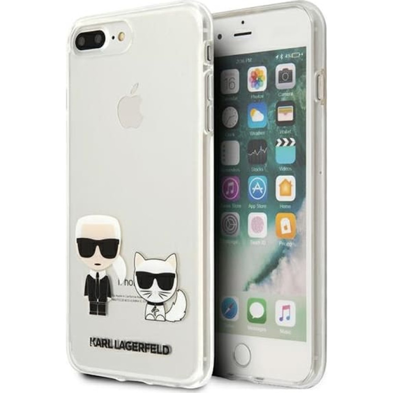 KLHCI8LCKTR Karl Lagerfeld Glitter Signature Cover for iPhone 7|8 Plus Transparent