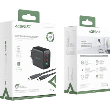 Acefast 2in1 charger 2x USB Type C | USB 65W, PD, QC 3.0, AFC, FCP (set with cable) black (A13 black)