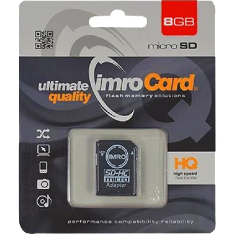 Imro memory card 8GB microSDHC cl. 10 + adapter